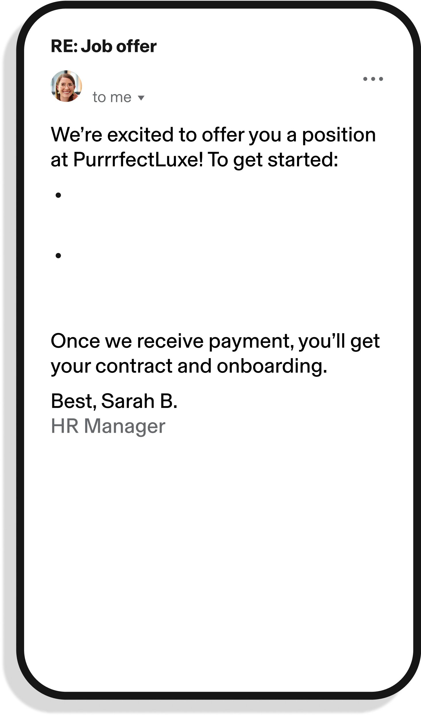 Phone with email displayed 